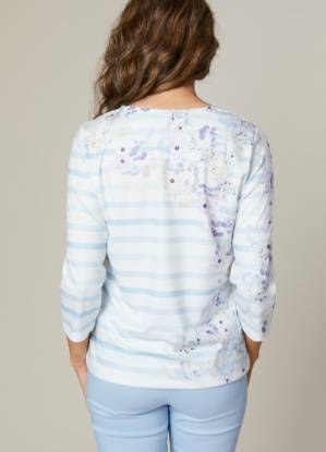 Jessica Graaf Round Neck Long Sleeve Floral Print Top